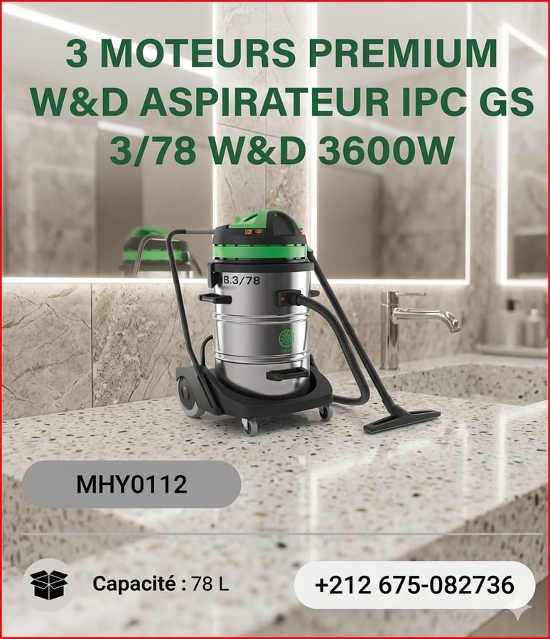 Aspirateur IPC GS 3/78 premium 3 moteurs W&D 3600W