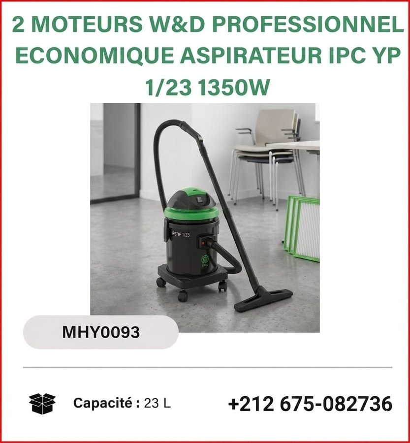 Aspirateur eau et poussière IPC YP 1/23 professionnel économique 1350W (réf MHY0093)