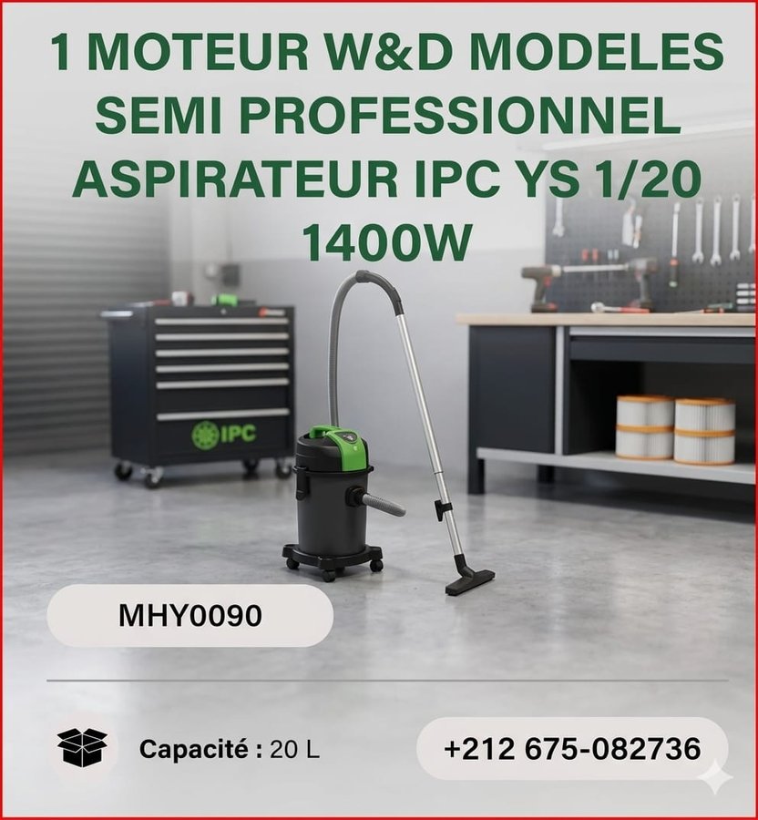 Aspirateur eau et poussière IPC YS 720 semi-professionnel 1 moteur W&D (réf MHY0090)