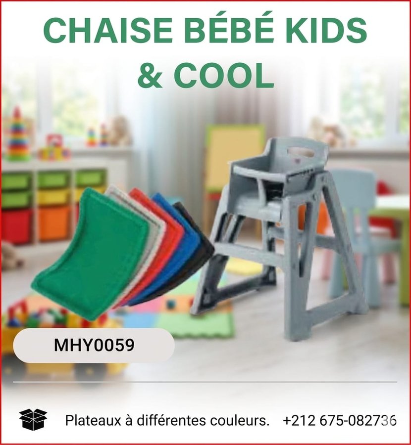 Chaise bébé Kids & Cool – plateaux à différentes couleurs (réf MHY0059)