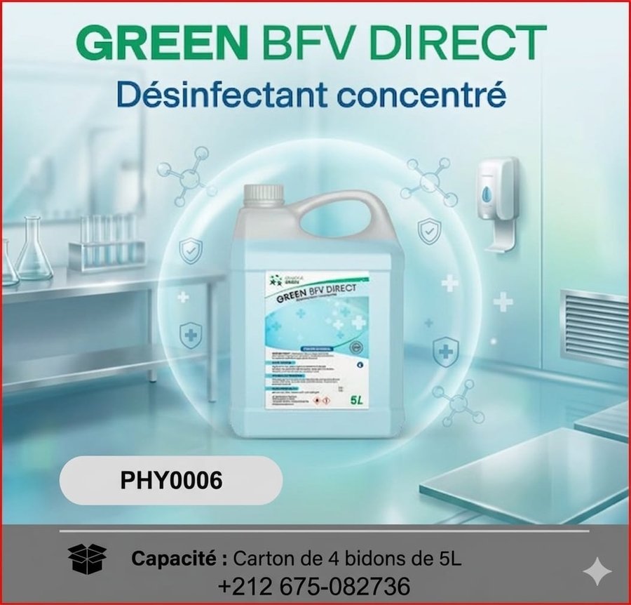 GREEN BFV Direct – désinfectant concentré professionnel (réf PHY0006)