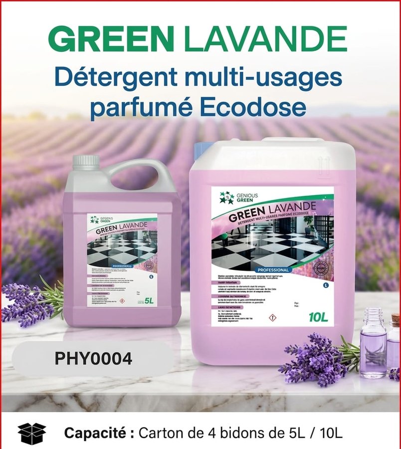 GREEN Lavande – détergent multi-usages parfumé Ecodose, bidon 5L (réf PHY0004)