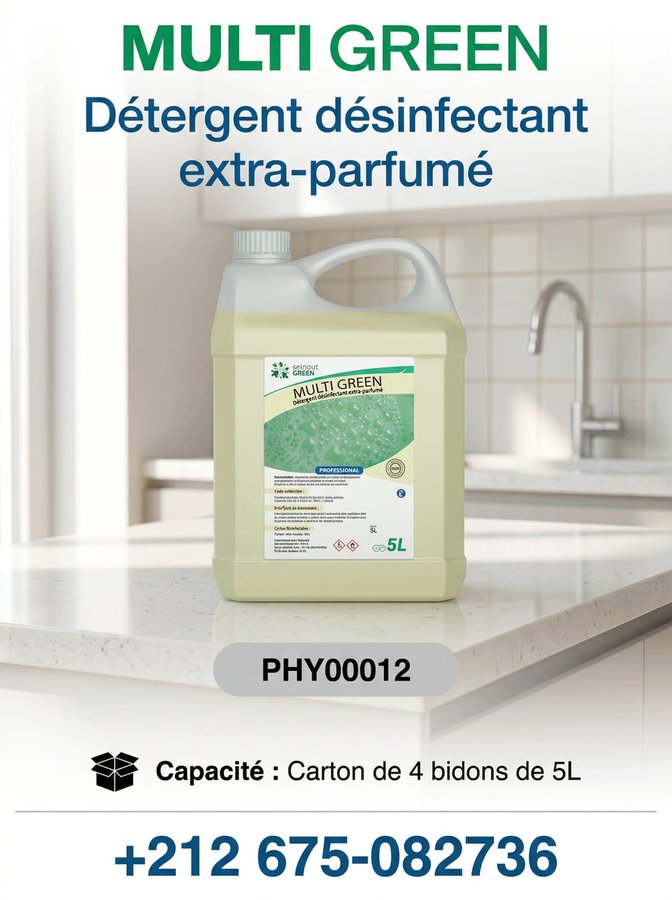 MULTI GREEN – détergent désinfectant extra-parfumé (réf PHY0012)