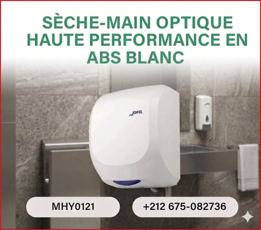 Sèche-mains optique haute performance en ABS blanc (réf MHY0121)